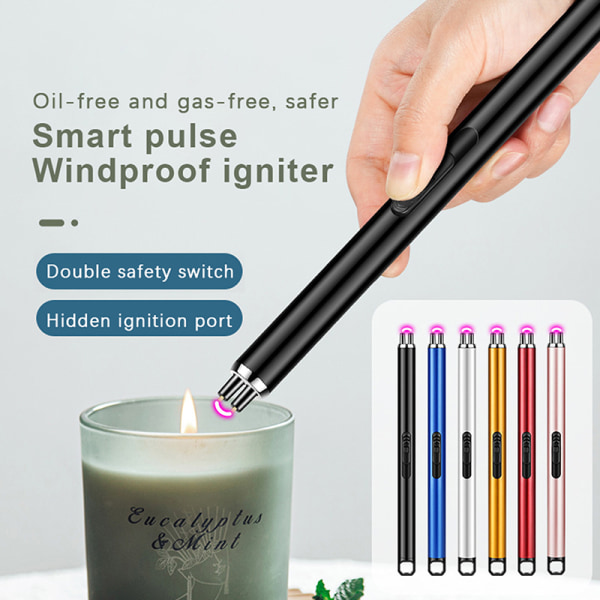 USB Touch Lighter Arc Pulse Ignition tuulenpitävä sytytin sarjaan Black