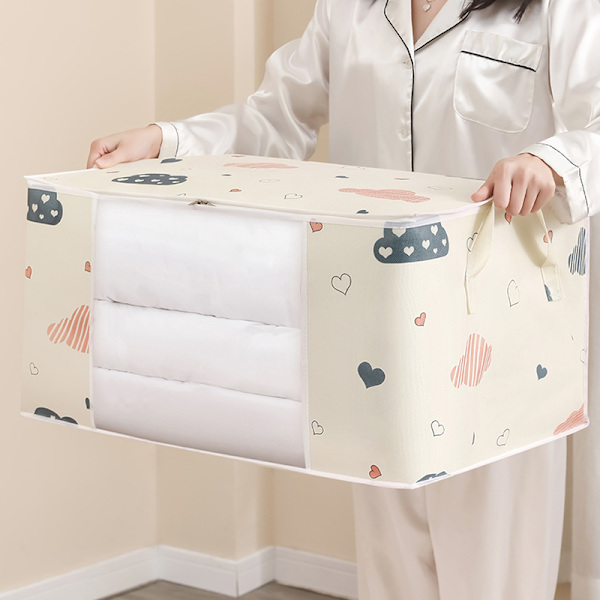 Quilt Förvaringsväska Kläder Sängväskor Polyestertyg Dustpr Beige L