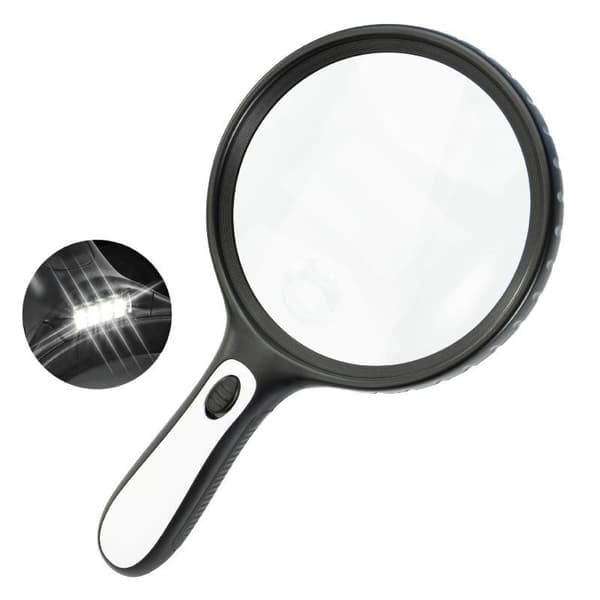 Håndholdt forstørrelsesglas med stor linse og høj lysstyrke A3