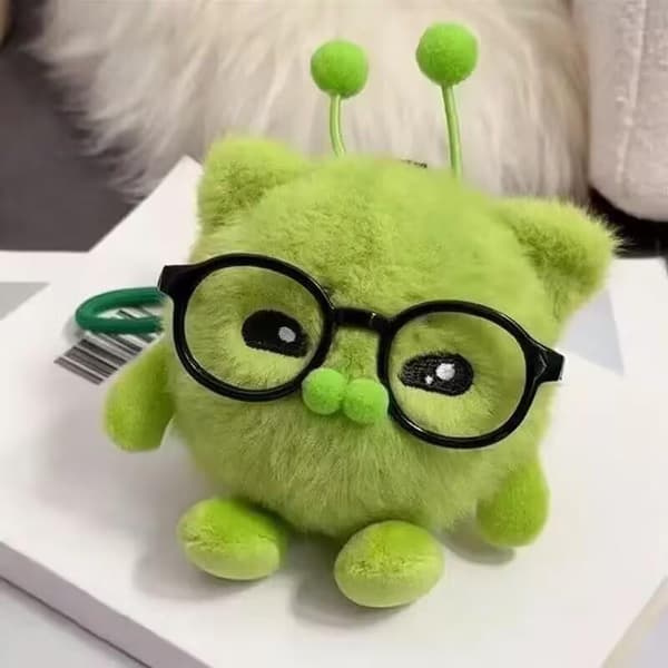 e Fluffy plysjnøkkelringer Banankatt Grønne romvesendesign Myk til A4