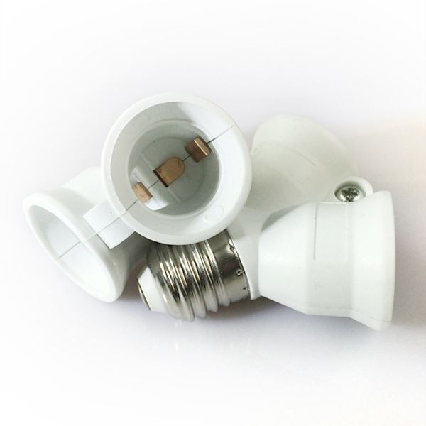 Skrue E27 LED Base Lys Lampe Pære Sokkel E27 til 2-E27 Splitter E27 to 2-E27