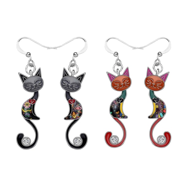 Milangirl Colorful Small Cat Ear Dangle øreringe til kvinder Dang A2
