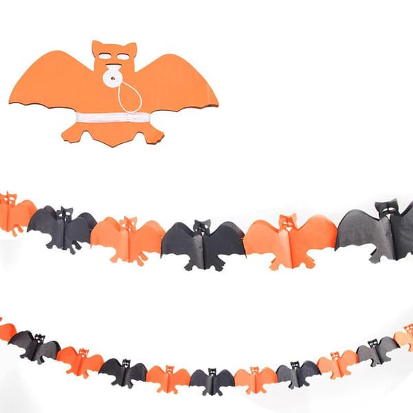 Halloween Papirbanner Edderkopp Gresskar Spøkelse Flaggermus Papirkjede Hal A4