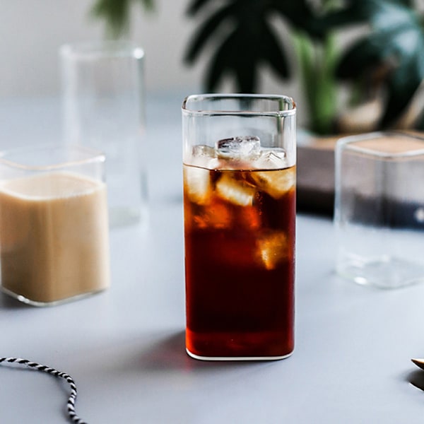 Firkantet glas gennemsigtig drikkekop kaffe mælkete kop Resta 500ml