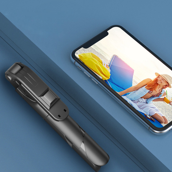 Trådløs Selfie Stick-stativstativ med lys Bluetooth-fjernbetjening A2