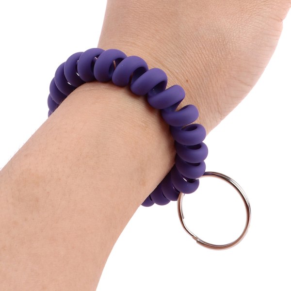 6st spole Plast Spiral Nyckelring Hållare Sträckbar Armband