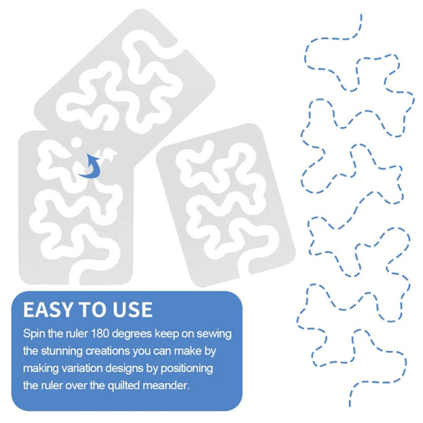1 sett Ny Free Motion Quilting Essential Mal Template Sy Hine Qu