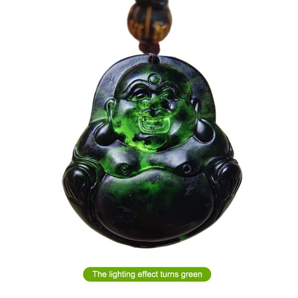Drageplade Maitreya Buddha Halskæde Lysskiftende Rød Grøn A3
