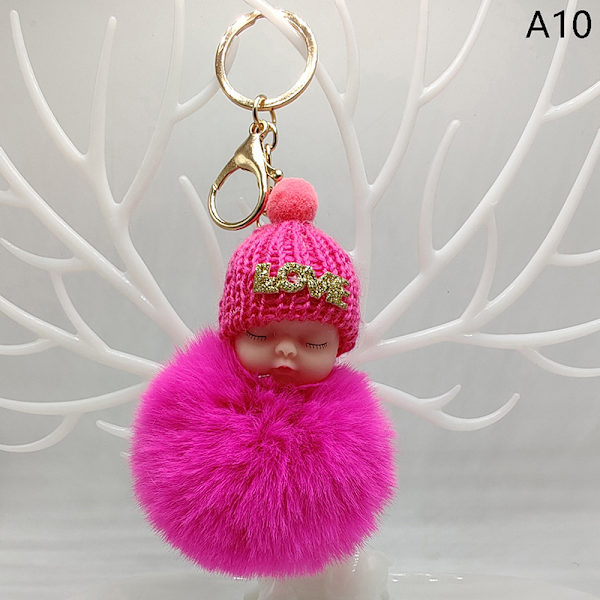 Sleeping Baby Avaimenperä ja Fluffy Pehmo Doll Avaimenperät Naisten Tytöt A10