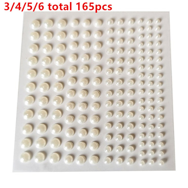 1 ark plast halvcirkelformade pärldekorationsklistermärken för Fac A