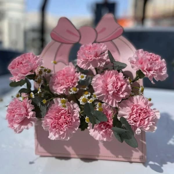 2 st bärbar blomkorg rosblomförpackningslåda present till W Pink