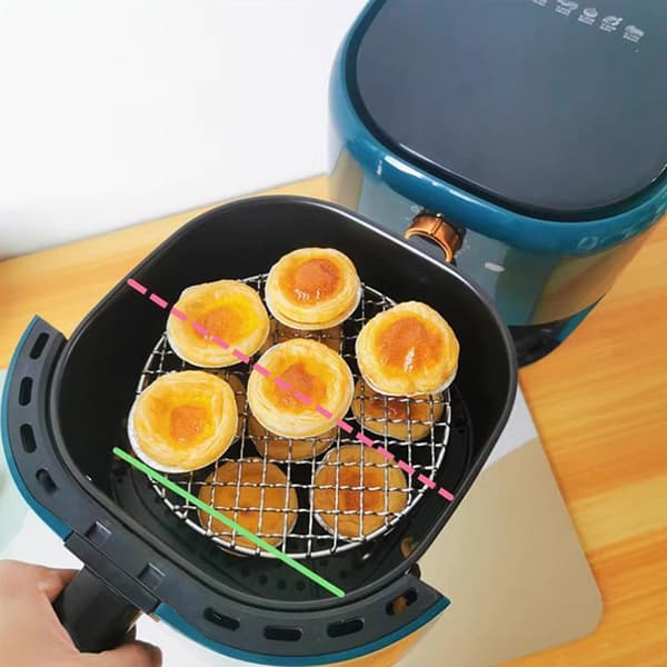 Airfryer-rist i rustfrit stål, grillholder, bagekurv 18CM