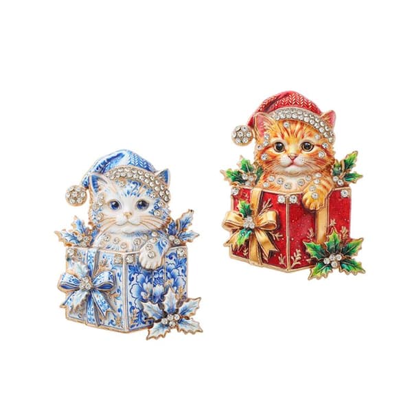 1 stk nydelige julekattbrosjer for kvinner Rhinestone Gaver B A2