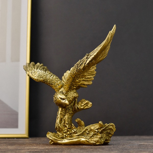 Resin Golden Eagle Statue Art Animal Model Collection Ornament E