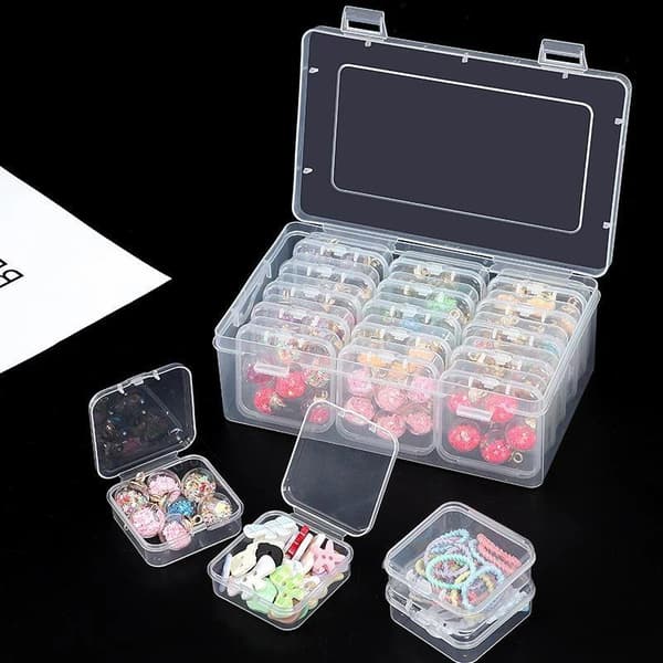 Transparent Plastförvaringslåda Mini Litet Rutnät Med Lock Fyrkantig A2