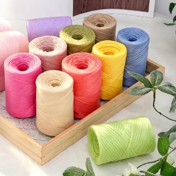 14 farger 150m raffia strågarn for håndhekling DIY strikking A1