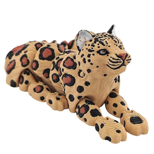 3D-printet snøleopardmodellsimulering med flere bevegelige dyr A6