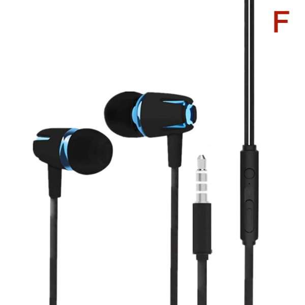 In-Ear-hodetelefoner 3,5 mm kablet øretelefon Subwoofer Justerbar Vol F