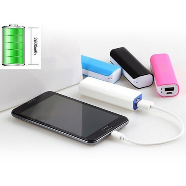 USB bærbar ekstern backup batterilader Power Bank Case Black