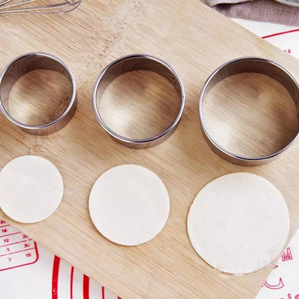 3 størrelse rustfritt stål runde dumplings wrappers molds ter Maker 7.5cm
