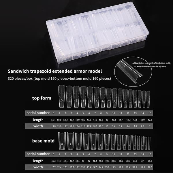 320 kpl/rasia Sandwich Dual Nail Forms -pidennykset Dual Forms Coffi