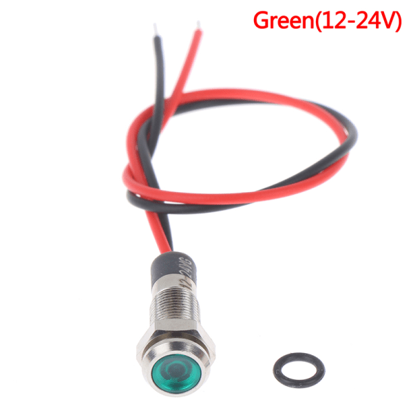P67 Vanntett 6 mm LED varsellampe i metall 7(Green 12-24V)