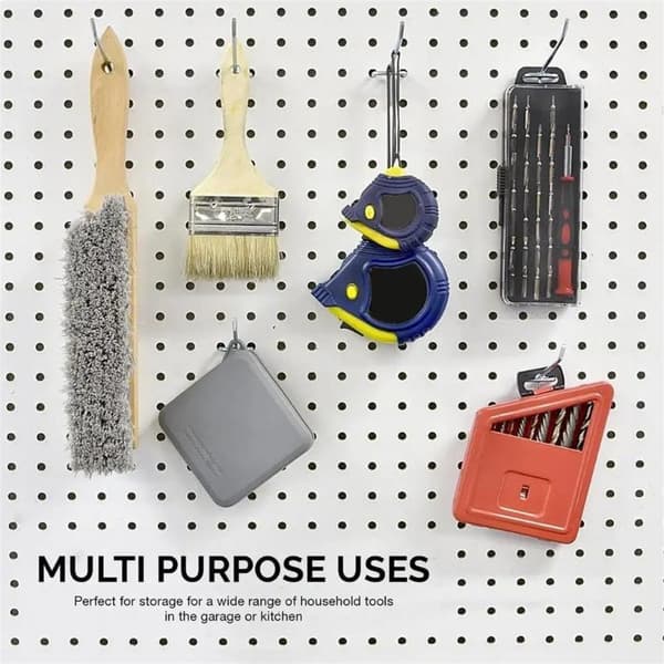 Metallkrokar för pegboard och spårpanel, kraftiga displaykrokar för väggmontering silver 10pcs 10cm