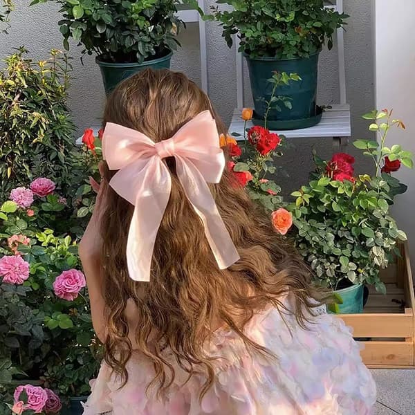 Nytt Svart Vit Garn Rosett Hårklämma För Kvinnor Flickor Spring Clip White