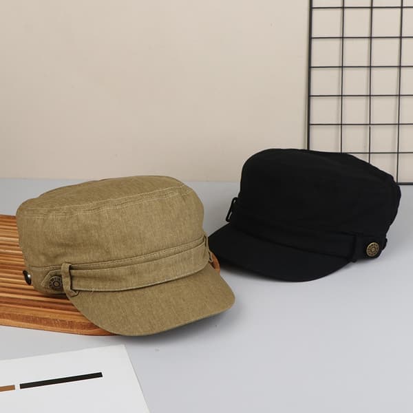 Flat Top Hatt Justerbar Utendørs Fiskeluer Kvinner Menn Solid Black