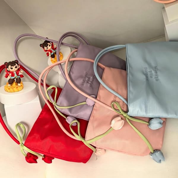 Nylon Skuldertaske Sød Tulipanhænger Pendler Håndtaske Blue