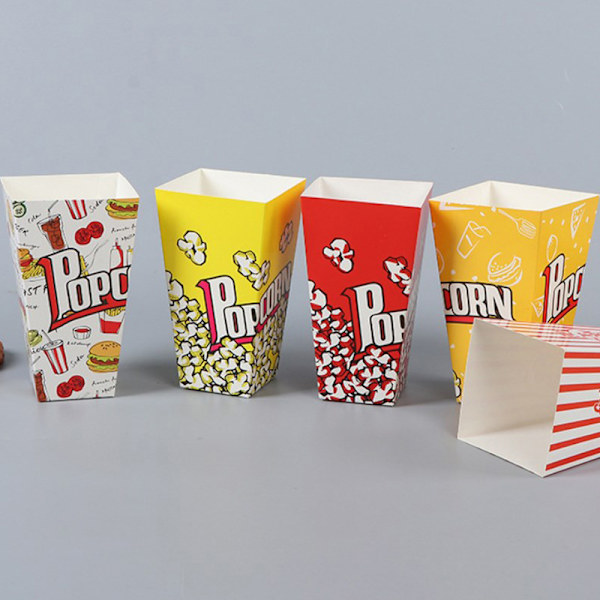 10 stk papir popcornposer røde og hvite filmkvelds popcornbokser 3