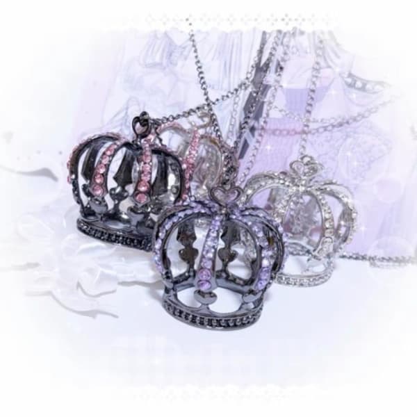 Crown Subculture 3D Stor Full Rhinestone Krone Genser Kjede N A3