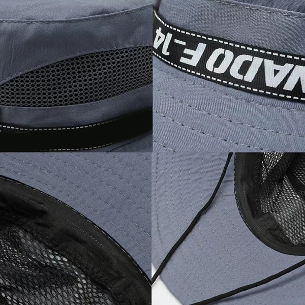 Mænd Sommer Bred Rim Bucket Hat Mode Udendørs Åndbar Sol Gray