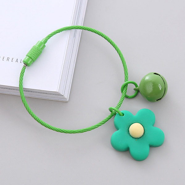 Candy Color Flower Key Chain Wire Rope Pendant With Bell Car Ke Red