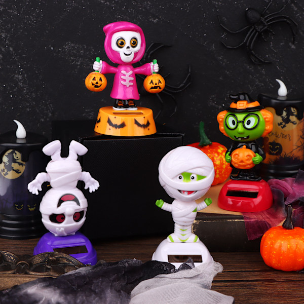 4-pack Halloween solcellsdrivna dansande leksaker skalle pumpa zombi 4个