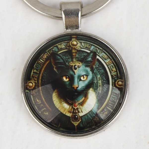 1/3/5 stk. egyptisk sort kat nøglering 2D flad gammel egyptisk stil 1pcs