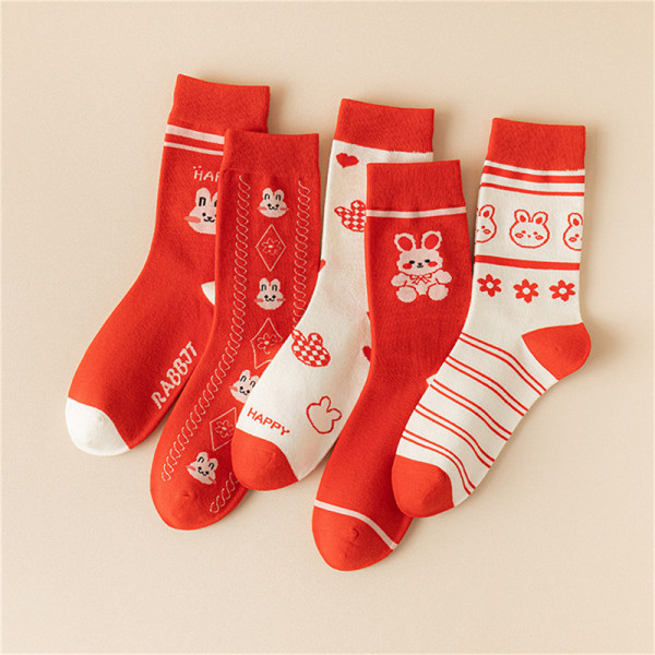 e Tegneserie røde sokker kvinder held Nytår Mode A a57a | A | Fyndiq