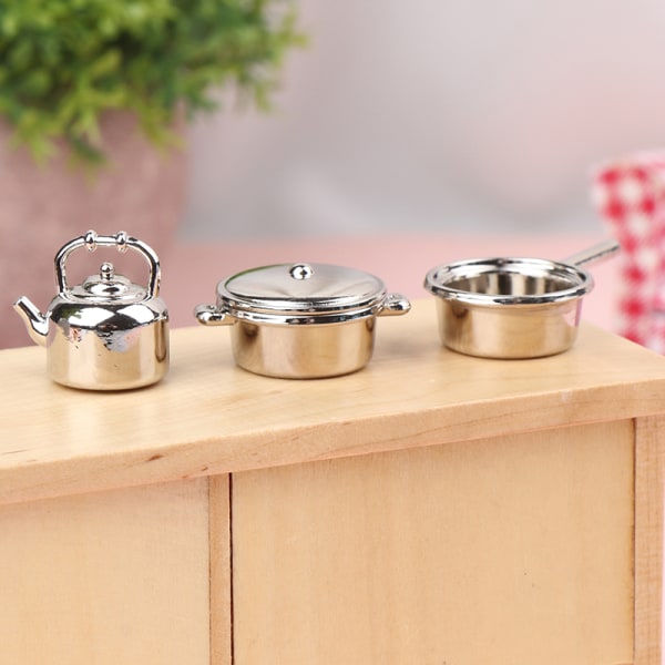 1/12 Dukkehus Mini Køkkengrej Model Dukkehus Køkken Gryde A2