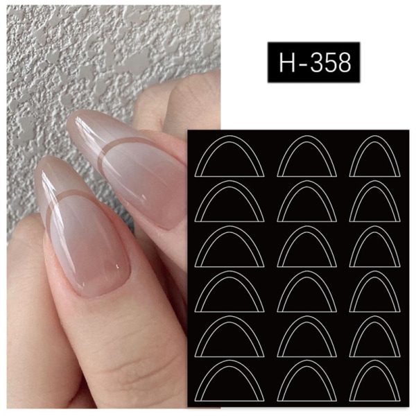 Nail Art Form Fransk Stencil Inkjet Mal Nail Stickers Mani H358