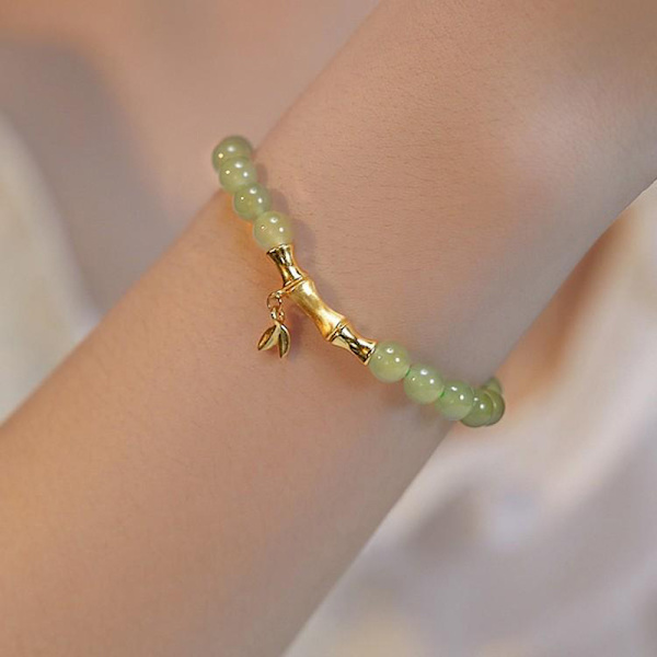 Motestil Lucky Naturlig Glassperler Armbånd Håndlaget Jewe 1pc