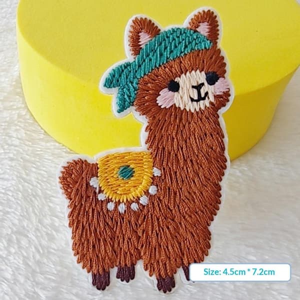 6 stk. håndklædebroderi-patch tegneserie lama broderi-patch til 6pcs