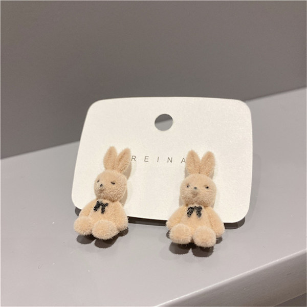 e Flocking Plysj Bear Stud øredobber Jente Kawaii dyr øredobber C