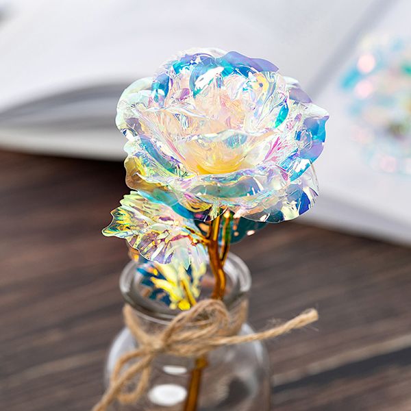 24k forgylt rosegullblad kunstig roseblomst morsdag V