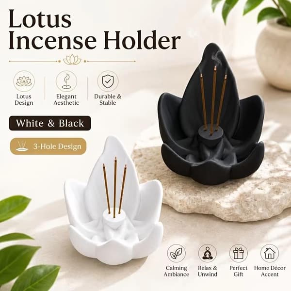 Kreativ Lotusformet Røkelsesholder White
