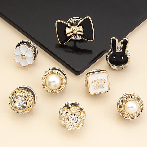 10 stk Metal Pearl Brocher Knapper Sjal Skjorte Krave Pin Fashi 04
