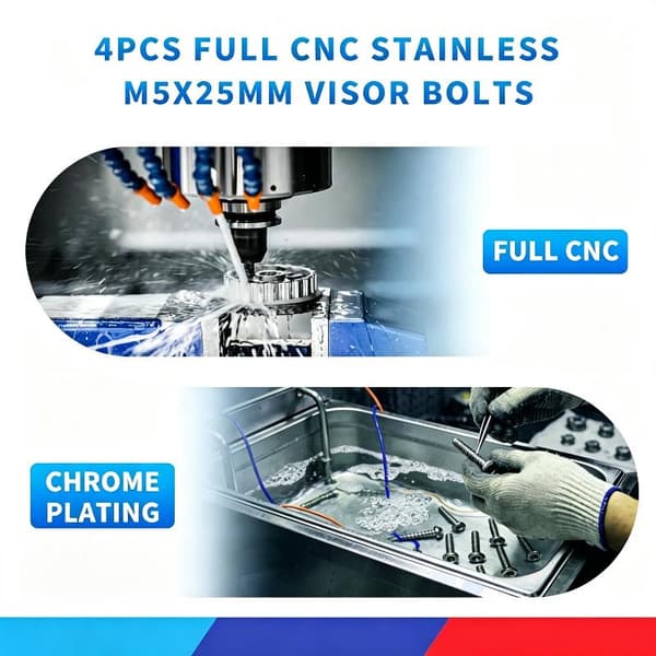 4 st/set full CNC rostfritt M5X25mm visirbultar för NMAX / PCX Silver