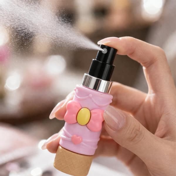 1 st e Glassformad Mini Fin Dimma Sprayflaska med Rosett Pink
