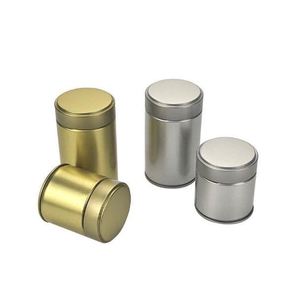 1 st bärbar mini matcha pulverburk tjock förseglad burk i plåt Silver 68mm