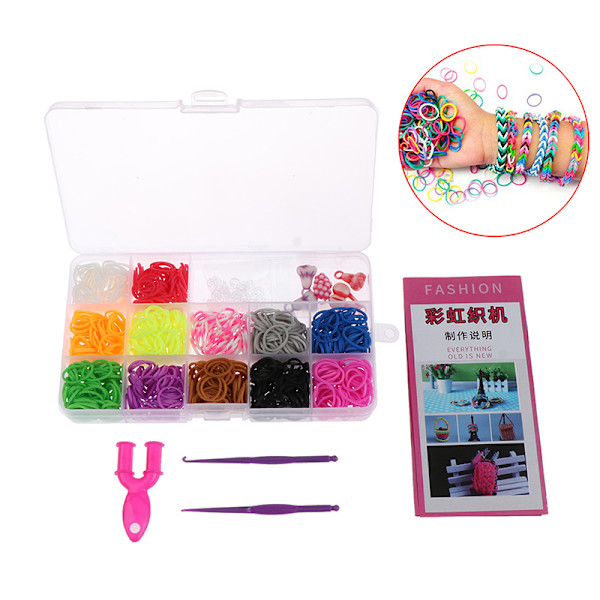 600 st loom bands flicka present elastiskt band för gör-det-själv-vävning