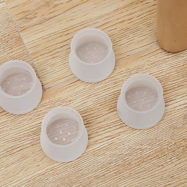 Bordbenfotdeksel Silikon Gummiføtter Rund Stolhette Gulv White